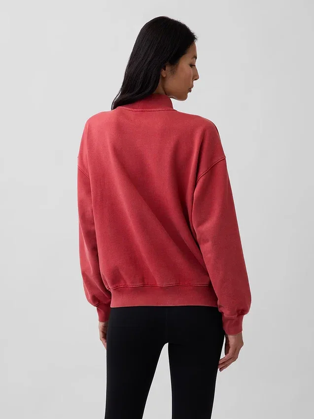 Ağır Fransız Teri Oversized Yarım Yaka Sweatshirt
