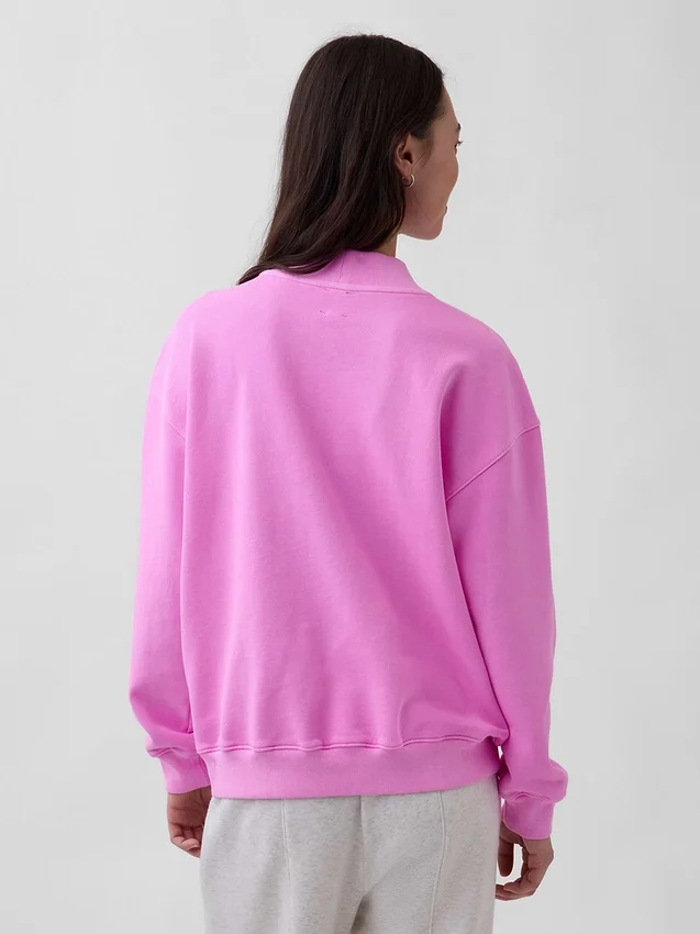 Ağır Fransız Teri Oversized Yarım Yaka Sweatshirt