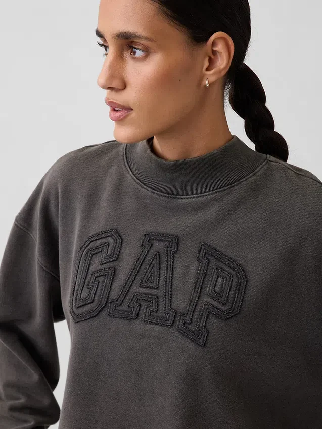 Ağır Fransız Teri Oversized Yarım Yaka Sweatshirt