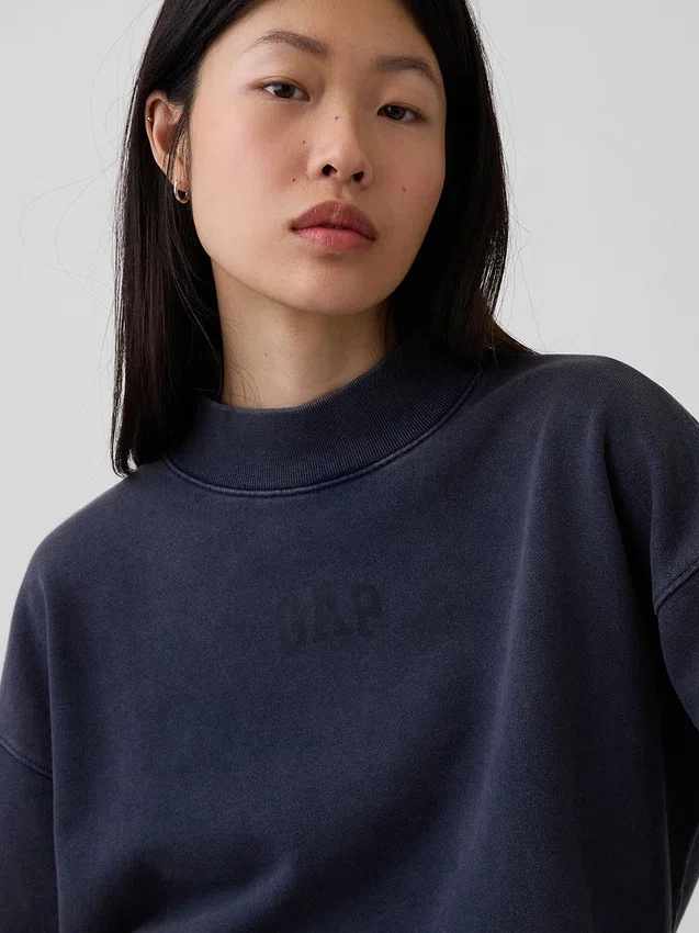 Ağır Fransız Teri Oversized Yarım Yaka Sweatshirt