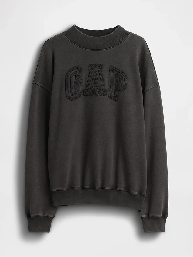 Ağır Fransız Teri Oversized Yarım Yaka Sweatshirt