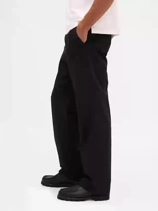 Ağır Twill '90'lar Tarzı Bol Kesim Haki Pantolon
