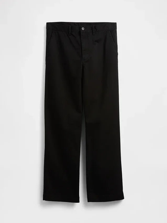 Ağır Twill '90'lar Tarzı Bol Kesim Haki Pantolon