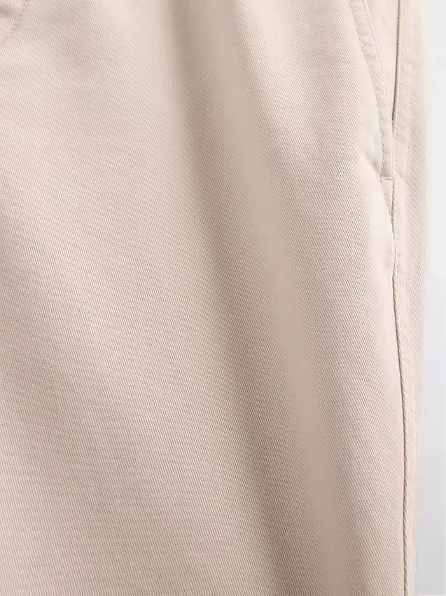 Ağır Twill Rahat Düz Kesim Haki Pantolon