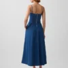 Askısız Denim Maxi Elbise