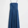 Askısız Denim Maxi Elbise