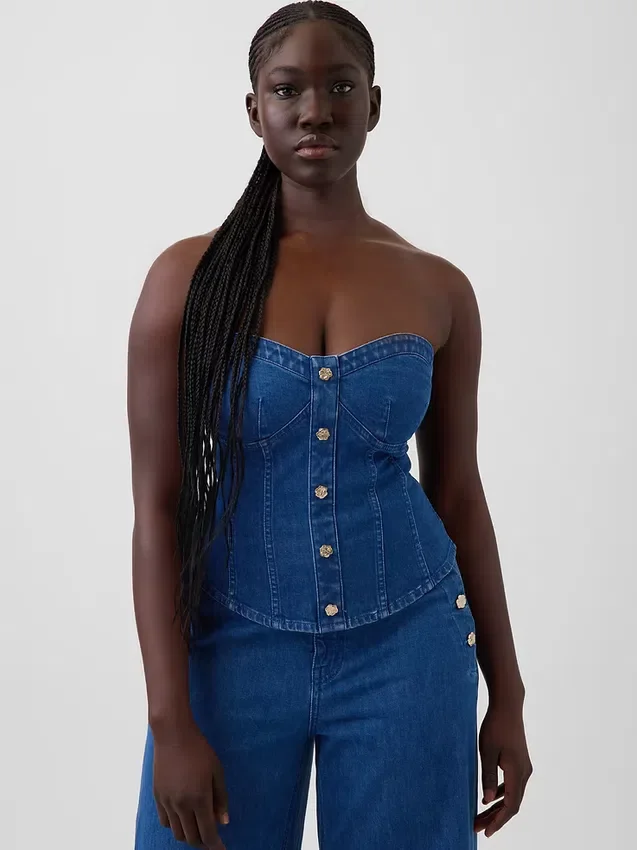 Atelier Ndigo imzalı GAP × Hfr Denim Korsaj Üst