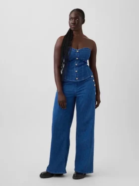 Atelier Ndigo imzalı GAP × Hfr Yüksek Bel Pintuck Stride Geniş Paça Jean'ler