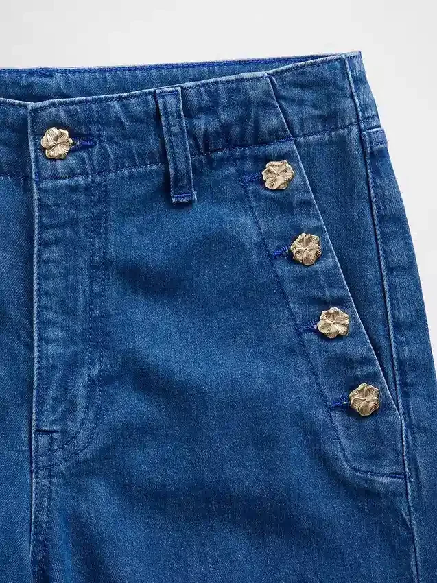 Atelier Ndigo imzalı GAP × Hfr Yüksek Bel Pintuck Stride Geniş Paça Jean'ler