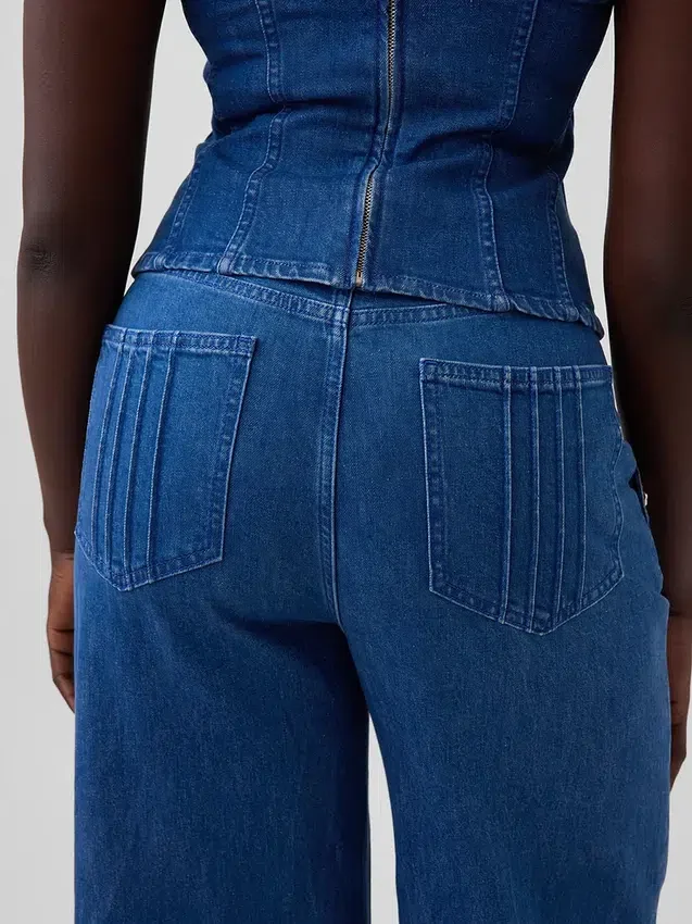 Atelier Ndigo imzalı GAP × Hfr Yüksek Bel Pintuck Stride Geniş Paça Jean'ler