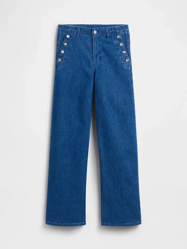 Atelier Ndigo imzalı GAP × Hfr Yüksek Bel Pintuck Stride Geniş Paça Jean'ler
