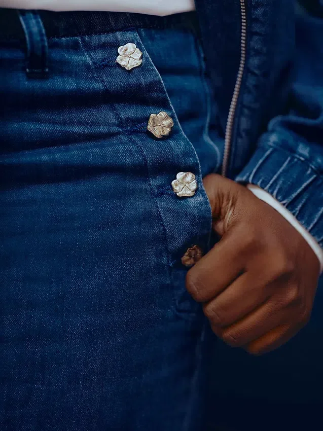 Atelier Ndigo imzalı GAP × Hfr Yüksek Bel Pintuck Stride Geniş Paça Jean'ler