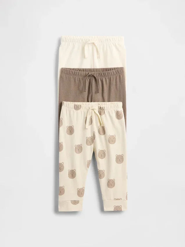 Baby First Favorites Organik Pamuklu Çekip Giyilen Pantolonlar (3'lü Paket)