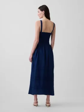Bağcıklı Korsajlı Maxi Elbise