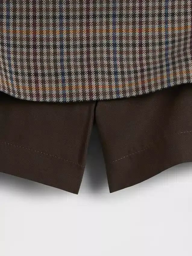 Balıksırtı Desenli Mini Etek-Şort