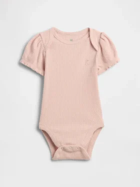 Bebeğin İlk Favorileri İnce Nervürlü Kabarık Kollu Çıtçıtlı Body