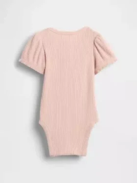 Bebeğin İlk Favorileri İnce Nervürlü Kabarık Kollu Çıtçıtlı Body