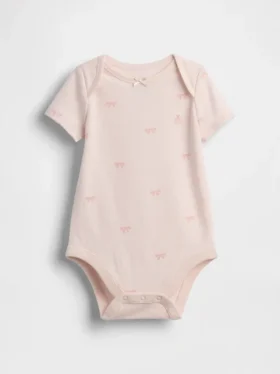 Bebeğin İlk Favorileri Organik Pamuklu Fiyonklu Çıtçıtlı Body
