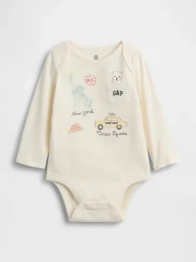 Bebeğin İlk Favorileri Organik Pamuklu NYC Logolu Çıtçıtlı Body