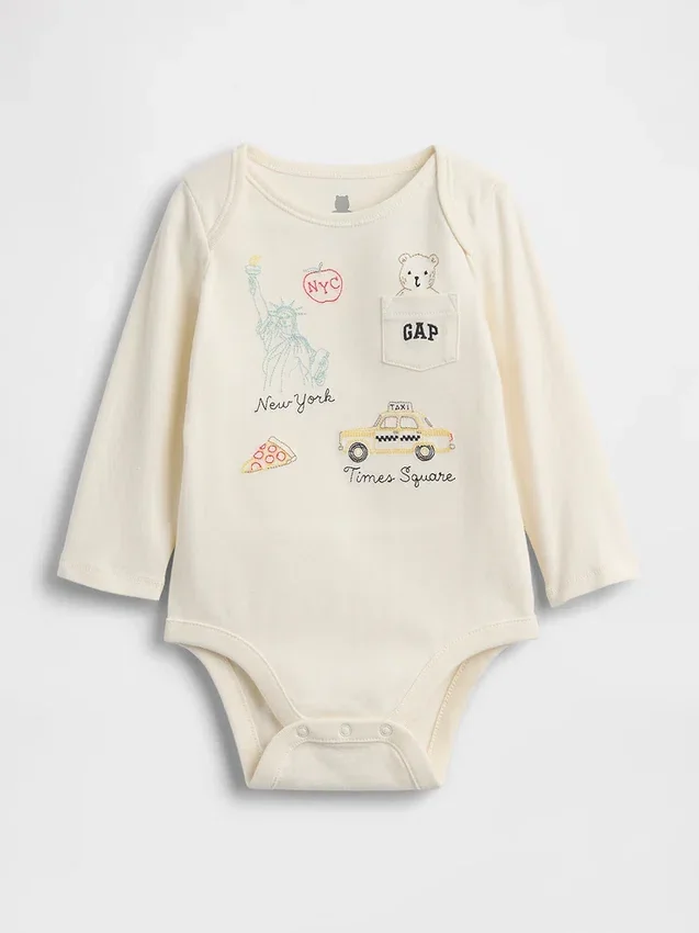 Bebeğin İlk Favorileri Organik Pamuklu NYC Logolu Çıtçıtlı Body
