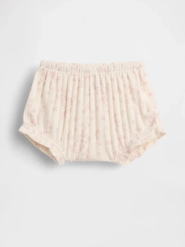 Bebeğin İlk Favorileri Pointelle Rib Çiçek Desenli Bloomers