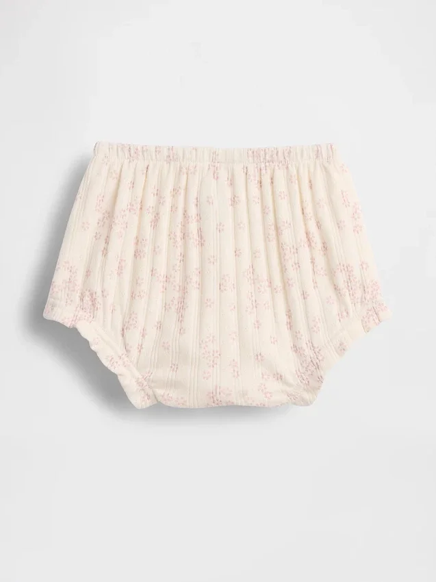 Bebeğin İlk Favorileri Pointelle Rib Çiçek Desenli Bloomers