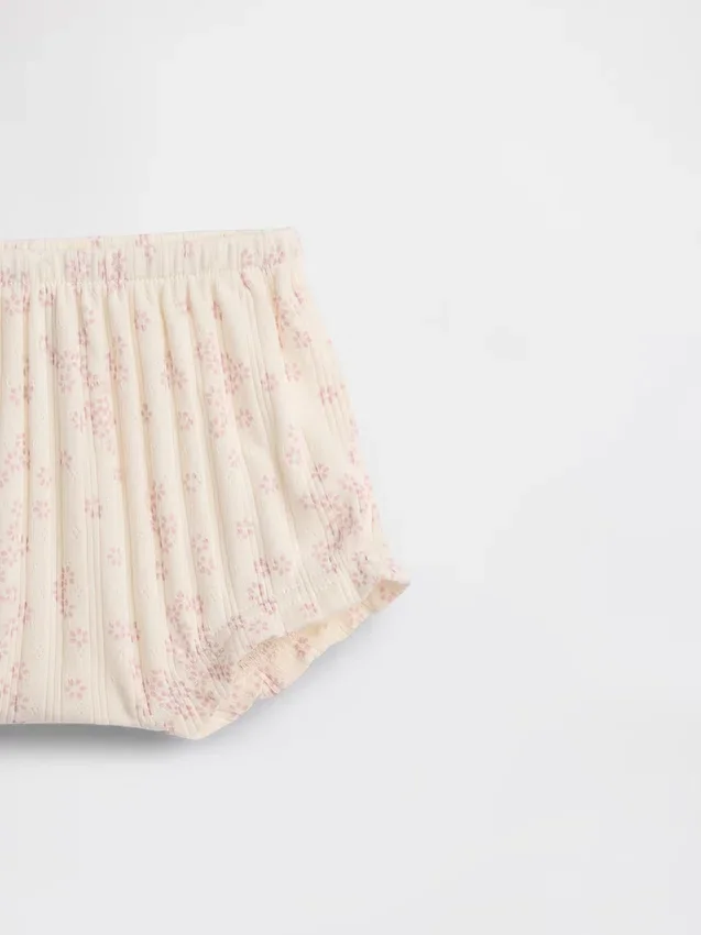 Bebeğin İlk Favorileri Pointelle Rib Çiçek Desenli Bloomers