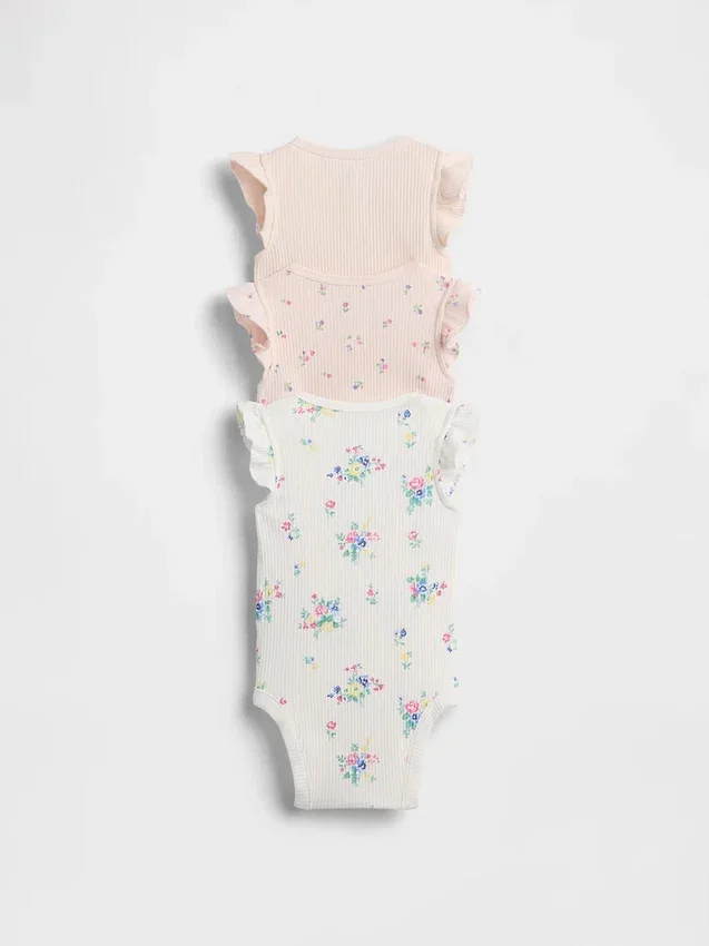 Bebeğin İlk Favorileri Tinyrib Fırfırlı Çıtçıtlı Body (3'lü Paket)