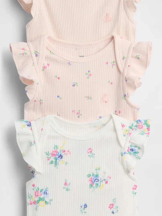 Bebeğin İlk Favorileri Tinyrib Fırfırlı Çıtçıtlı Body (3'lü Paket)