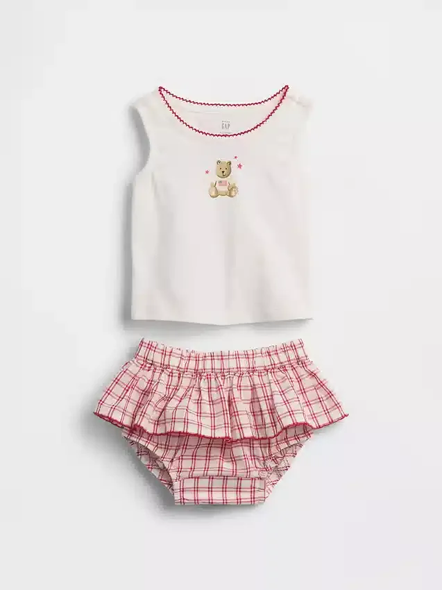 Bebek Brannan Bear Tank Top ve Ekose Etek-Şort Seti