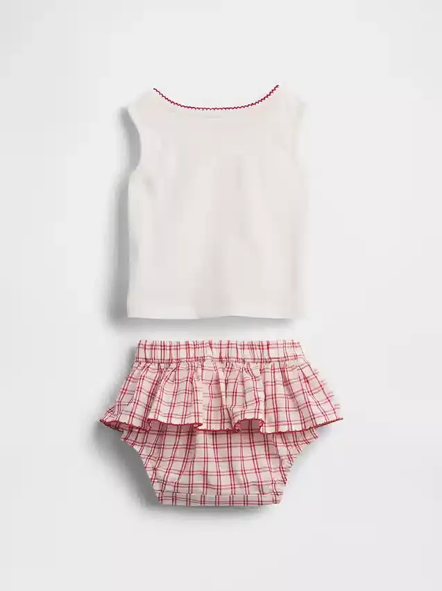 Bebek Brannan Bear Tank Top ve Ekose Etek-Şort Seti
