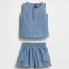 Bebek Cepli Denim Kombin Seti