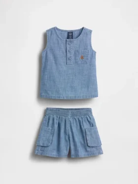 Bebek Cepli Denim Kombin Seti