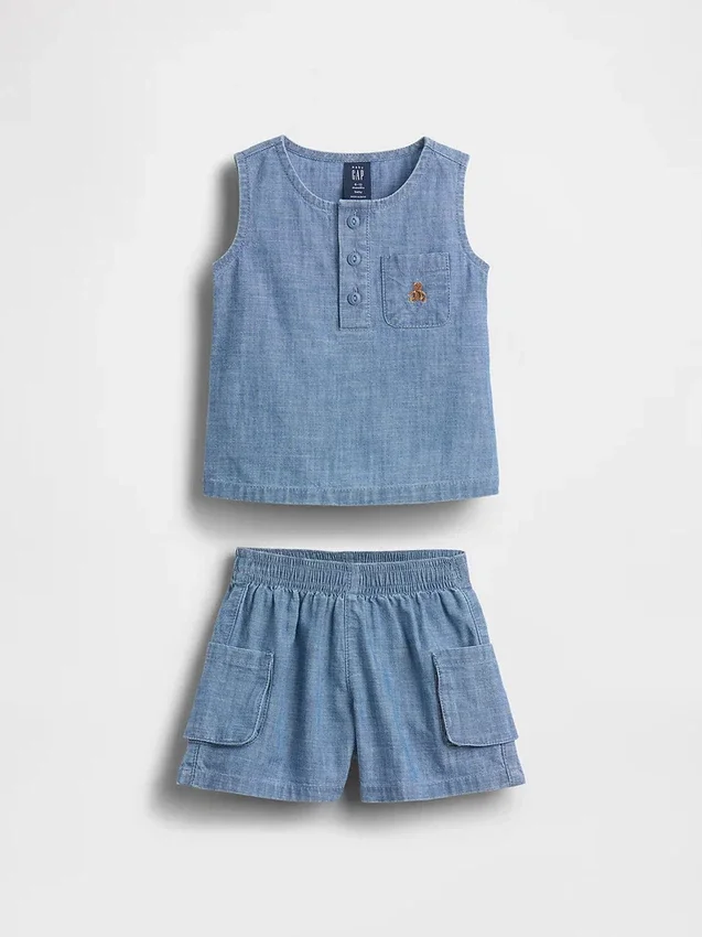 Bebek Cepli Denim Kombin Seti