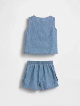 Bebek Cepli Denim Kombin Seti