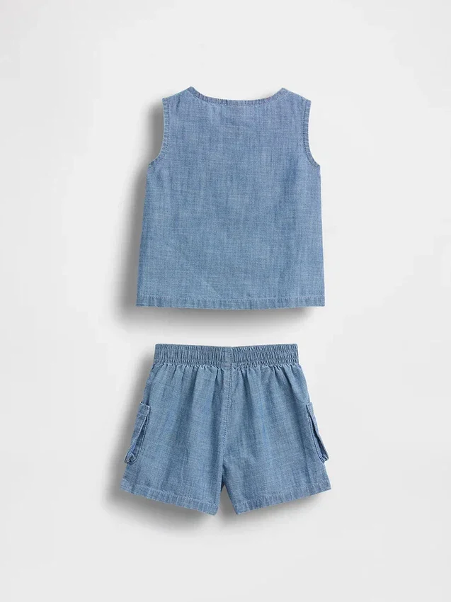Bebek Cepli Denim Kombin Seti