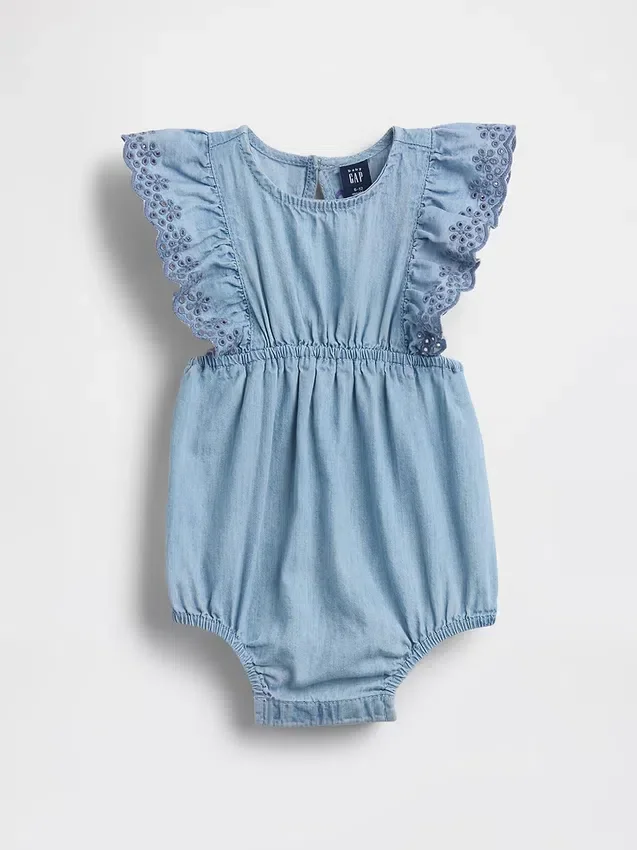 Bebek Delikli Denim Tulum