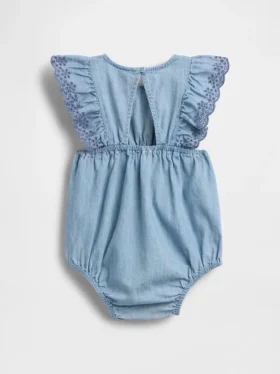 Bebek Delikli Denim Tulum