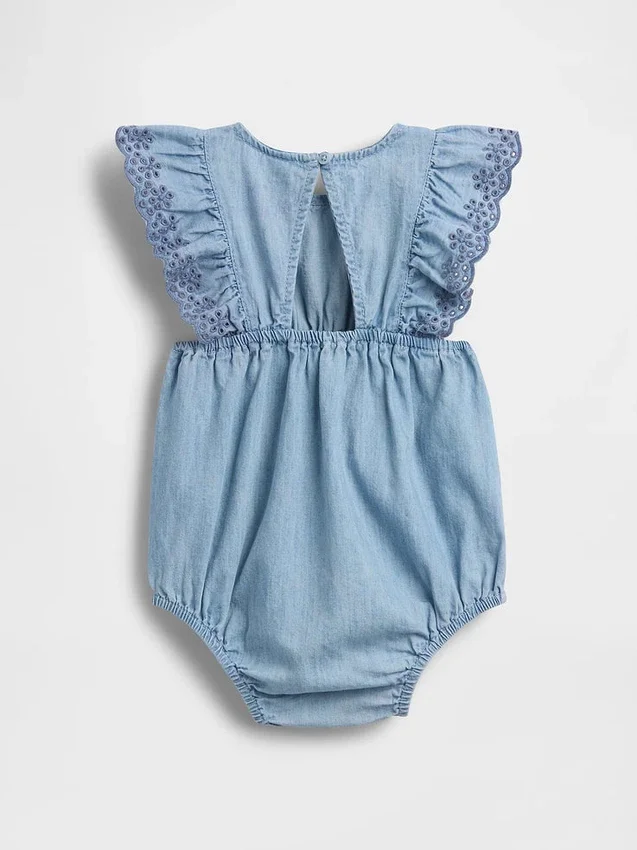 Bebek Delikli Denim Tulum