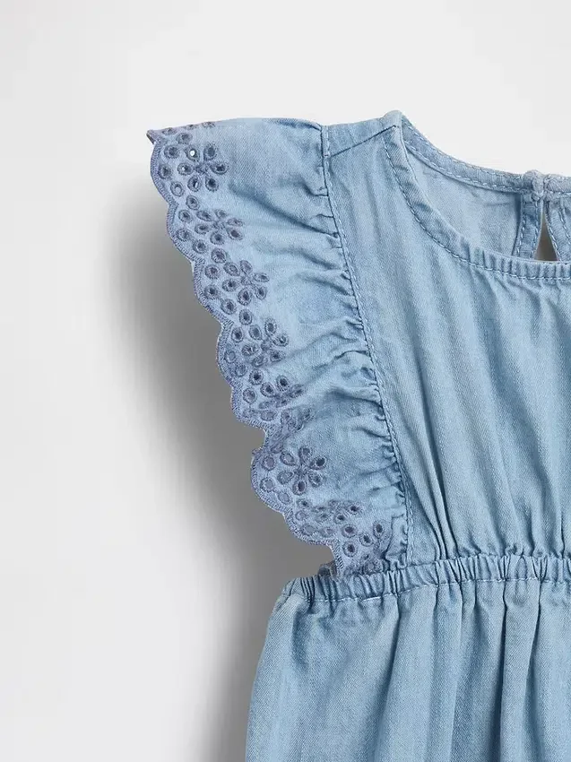 Bebek Delikli Denim Tulum