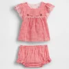 Bebek Delikli Gingham Kıyafet Seti