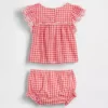 Bebek Delikli Gingham Kıyafet Seti