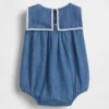 Bebek Denim Denizci Balonlu Çıtçıtlı Body
