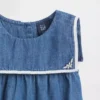 Bebek Denim Denizci Balonlu Çıtçıtlı Body