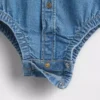 Bebek Denim Düğmeli Çıtçıtlı Body