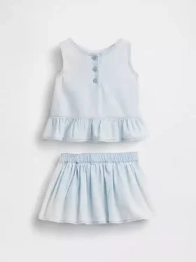 Bebek Denim Fiyonklu Kombin Seti