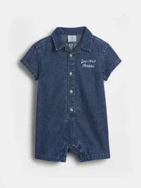 Bebek Denim GAP Logo Kısa Tulum