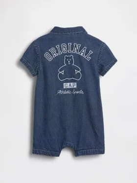 Bebek Denim GAP Logo Kısa Tulum