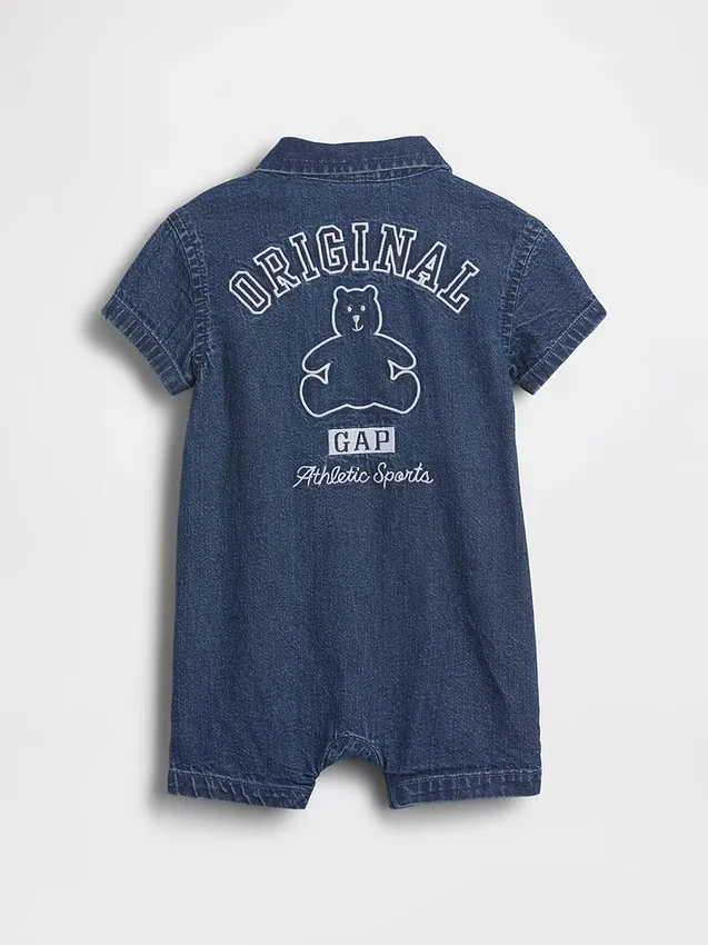 Bebek Denim GAP Logo Kısa Tulum