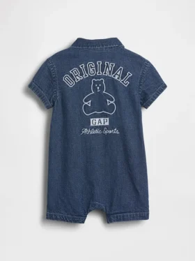 Bebek Denim GAP Logo Kısa Tulum